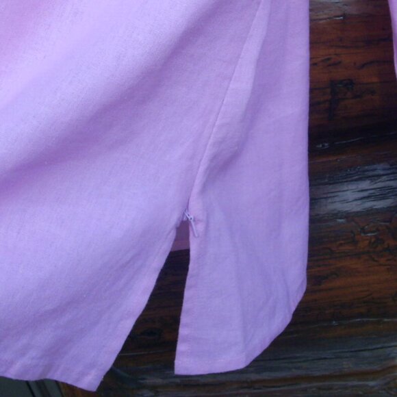 EUC Pink Sequin Embellished Tunic Linen type fabric SZ M - Picture 3 of 4